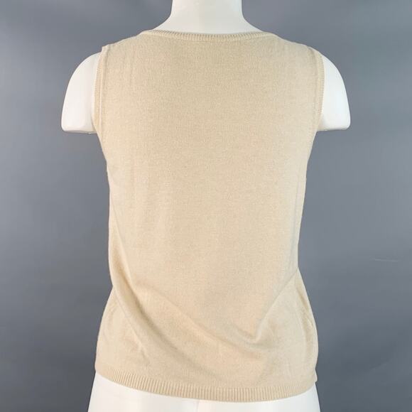 BLUMARINE Size 6 Beige Multi Color Rayon Cashmere Blend Beaded Cardigan Set - Picture 7 of 9